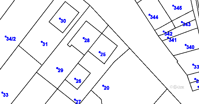 Parcela st. 25 v KÚ Čehovice, Katastrální mapa