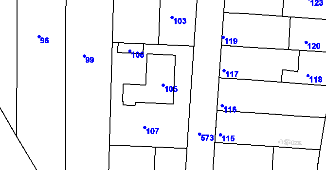 Parcela st. 105 v KÚ Čehovice, Katastrální mapa