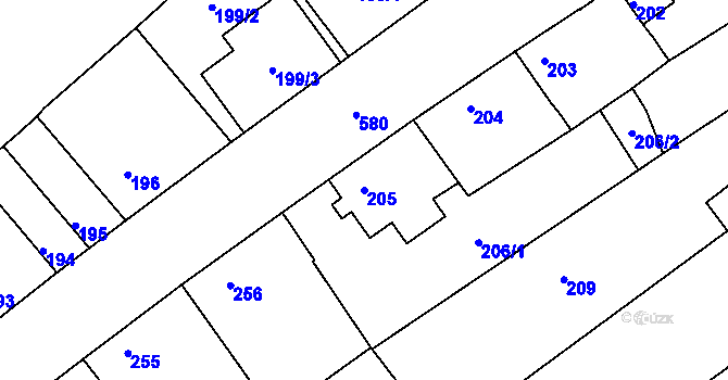 Parcela st. 205 v KÚ Čehovice, Katastrální mapa