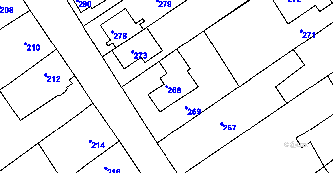 Parcela st. 268 v KÚ Čehovice, Katastrální mapa