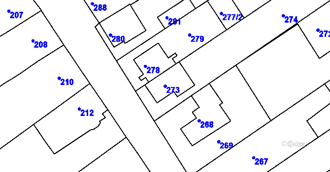 Parcela st. 273 v KÚ Čehovice, Katastrální mapa