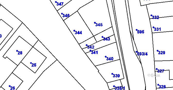 Parcela st. 342 v KÚ Čehovice, Katastrální mapa