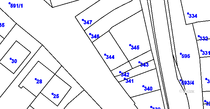 Parcela st. 344 v KÚ Čehovice, Katastrální mapa