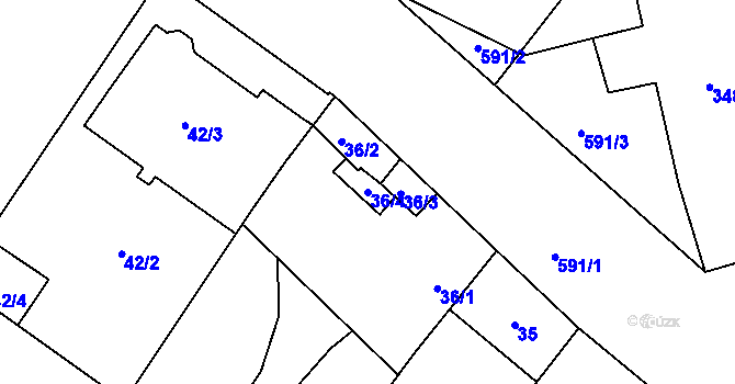 Parcela st. 36/4 v KÚ Čehovice, Katastrální mapa