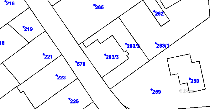 Parcela st. 263/3 v KÚ Čehovice, Katastrální mapa