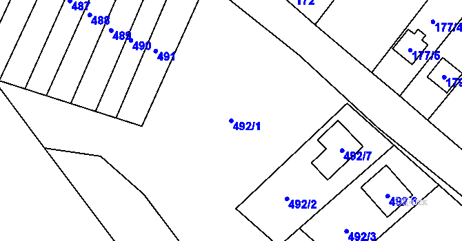Parcela st. 492/1 v KÚ Čehovice, Katastrální mapa