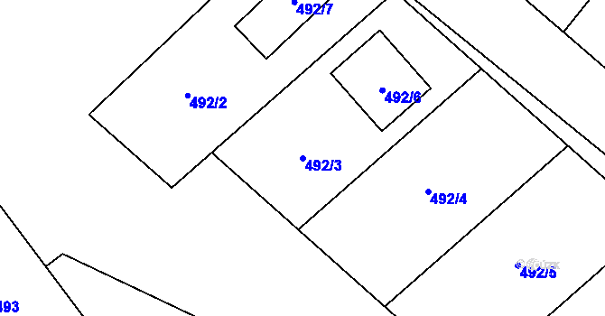 Parcela st. 492/3 v KÚ Čehovice, Katastrální mapa