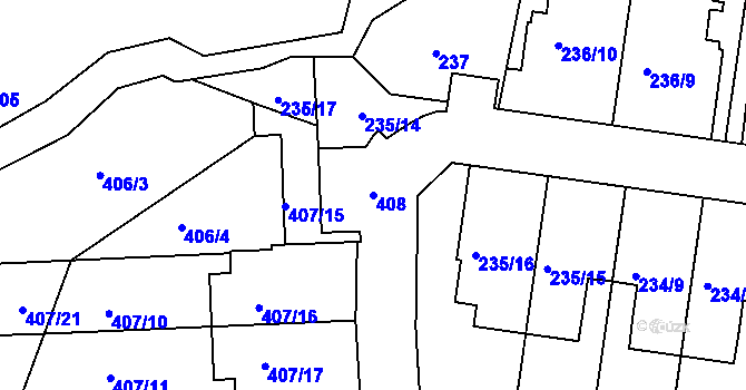 Parcela st. 408 v KÚ Čechovice, Katastrální mapa