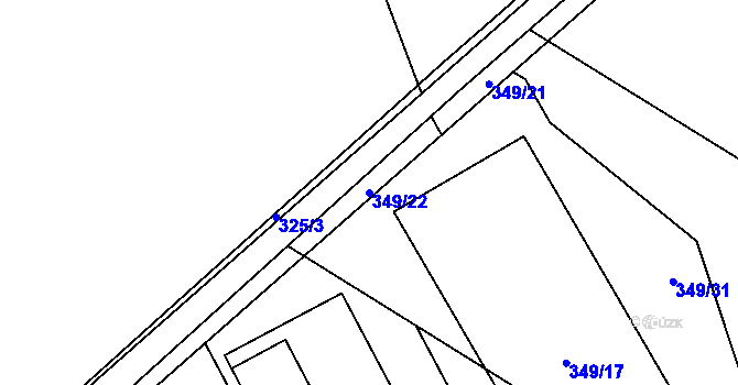 Parcela st. 349/22 v KÚ Čechovice, Katastrální mapa