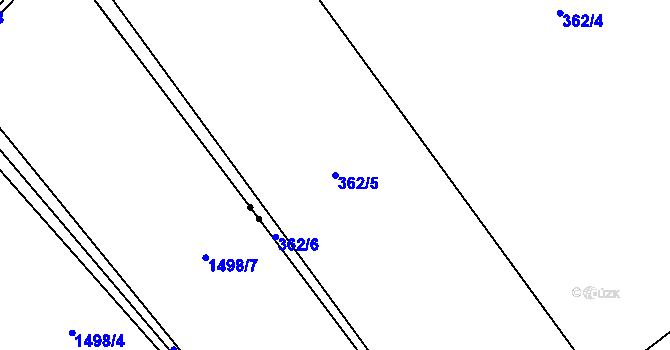 Parcela st. 362/5 v KÚ Čechovice, Katastrální mapa