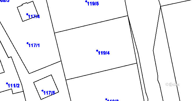 Parcela st. 119/4 v KÚ Čechovice, Katastrální mapa