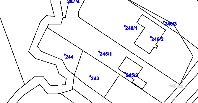 Parcela st. 245/1 v KÚ Čechovice, Katastrální mapa