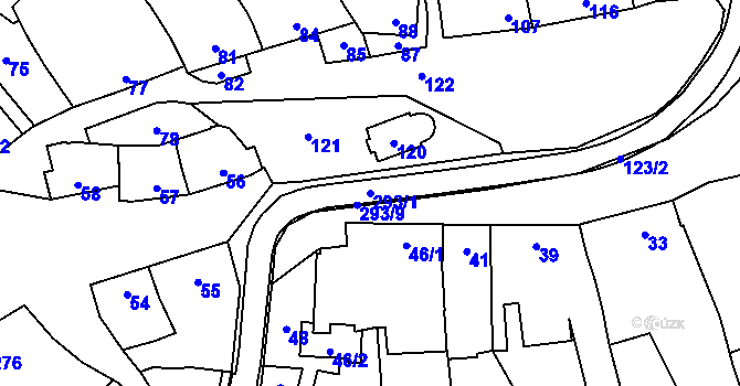 Parcela st. 293/1 v KÚ Čechovice, Katastrální mapa