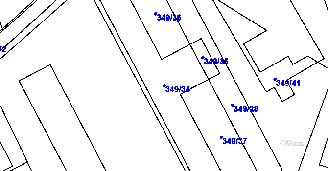 Parcela st. 349/34 v KÚ Čechovice, Katastrální mapa