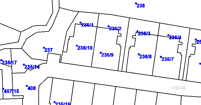 Parcela st. 236/9 v KÚ Čechovice, Katastrální mapa