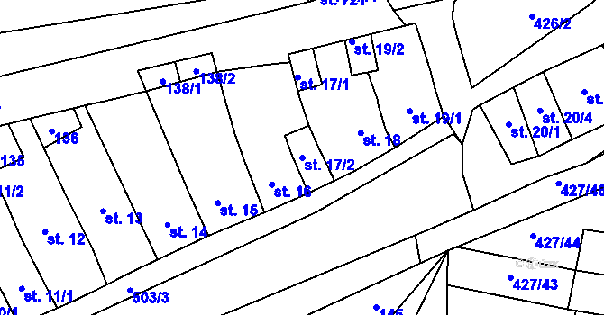 Parcela st. 17/2 v KÚ Čechovice u Prostějova, Katastrální mapa
