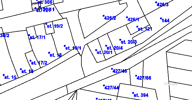 Parcela st. 20/1 v KÚ Čechovice u Prostějova, Katastrální mapa