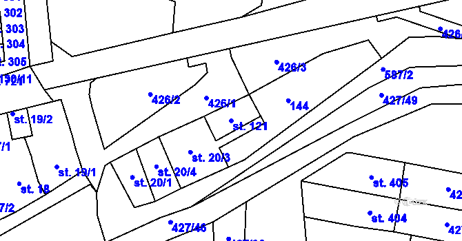 Parcela st. 121 v KÚ Čechovice u Prostějova, Katastrální mapa