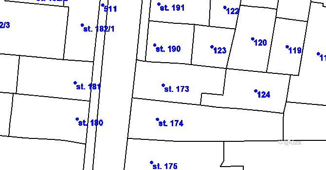 Parcela st. 173 v KÚ Čechovice u Prostějova, Katastrální mapa