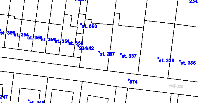 Parcela st. 287 v KÚ Čechovice u Prostějova, Katastrální mapa