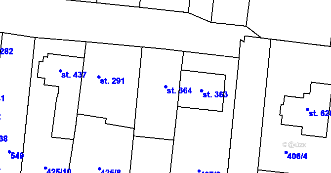 Parcela st. 364 v KÚ Čechovice u Prostějova, Katastrální mapa