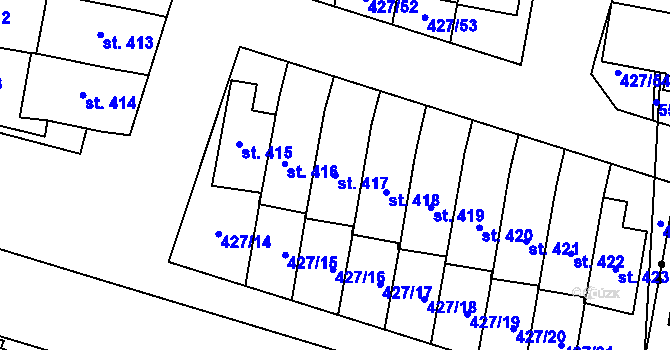 Parcela st. 417 v KÚ Čechovice u Prostějova, Katastrální mapa