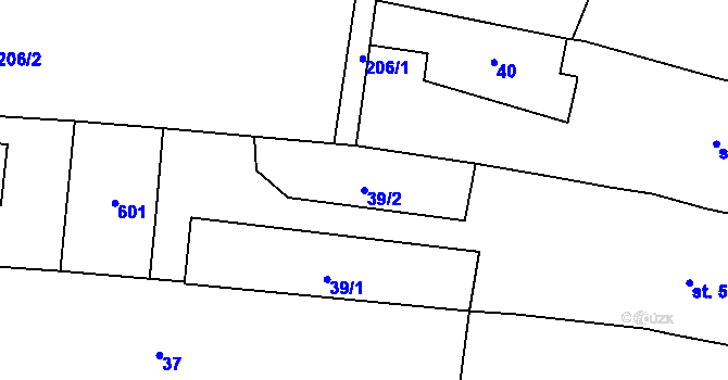 Parcela st. 39/2 v KÚ Čechovice u Prostějova, Katastrální mapa