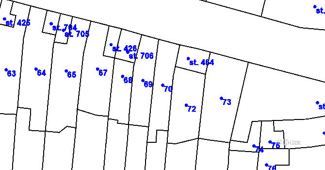 Parcela st. 70 v KÚ Čechovice u Prostějova, Katastrální mapa
