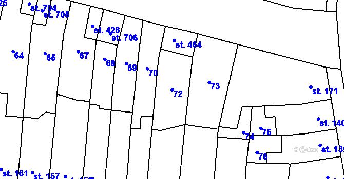 Parcela st. 72 v KÚ Čechovice u Prostějova, Katastrální mapa