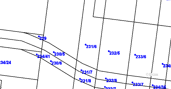 Parcela st. 231/6 v KÚ Čechovice u Prostějova, Katastrální mapa