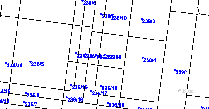 Parcela st. 236/14 v KÚ Čechovice u Prostějova, Katastrální mapa