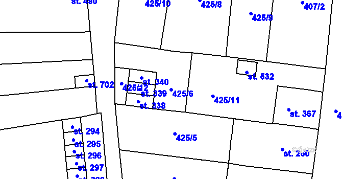 Parcela st. 425/6 v KÚ Čechovice u Prostějova, Katastrální mapa