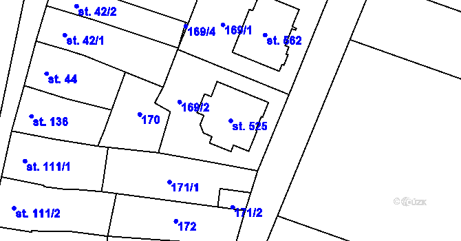 Parcela st. 525 v KÚ Čechovice u Prostějova, Katastrální mapa