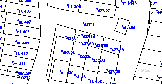 Parcela st. 427/60 v KÚ Čechovice u Prostějova, Katastrální mapa