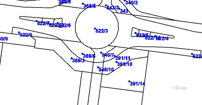 Parcela st. 546/7 v KÚ Čechovice u Prostějova, Katastrální mapa