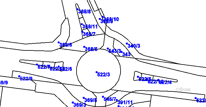 Parcela st. 543/4 v KÚ Čechovice u Prostějova, Katastrální mapa