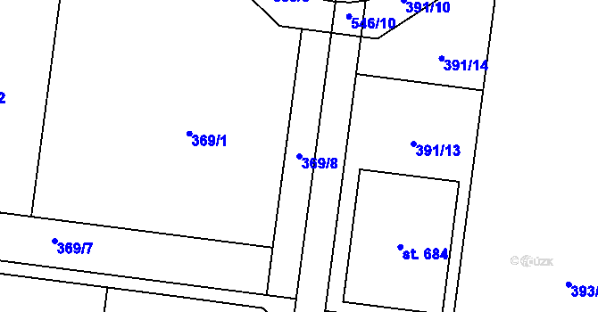 Parcela st. 369/8 v KÚ Čechovice u Prostějova, Katastrální mapa