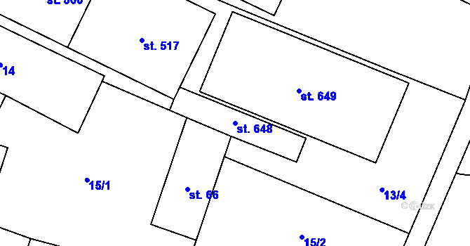 Parcela st. 648 v KÚ Domamyslice, Katastrální mapa