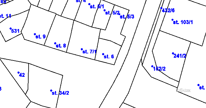 Parcela st. 6 v KÚ Domamyslice, Katastrální mapa