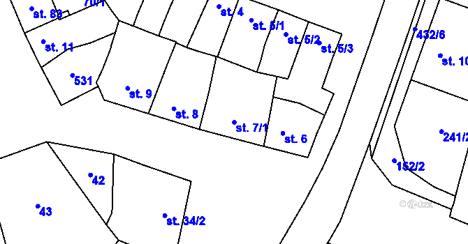 Parcela st. 7/1 v KÚ Domamyslice, Katastrální mapa