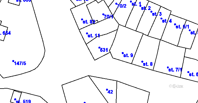 Parcela st. 10 v KÚ Domamyslice, Katastrální mapa