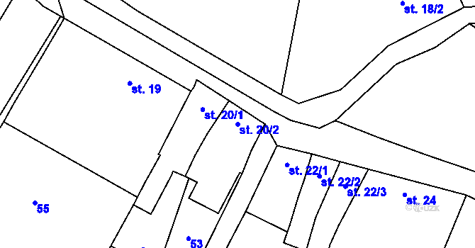 Parcela st. 20/2 v KÚ Domamyslice, Katastrální mapa