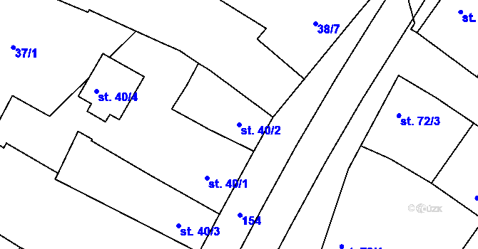 Parcela st. 40/2 v KÚ Domamyslice, Katastrální mapa