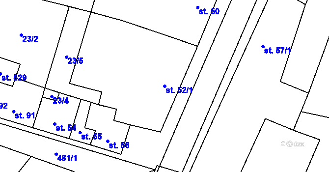 Parcela st. 52/1 v KÚ Domamyslice, Katastrální mapa