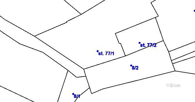 Parcela st. 77/1 v KÚ Domamyslice, Katastrální mapa