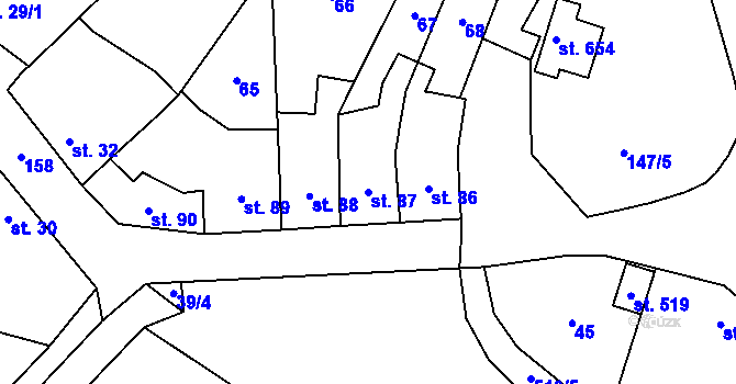 Parcela st. 87 v KÚ Domamyslice, Katastrální mapa