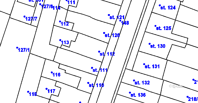 Parcela st. 112 v KÚ Domamyslice, Katastrální mapa