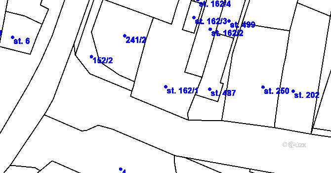 Parcela st. 162/1 v KÚ Domamyslice, Katastrální mapa