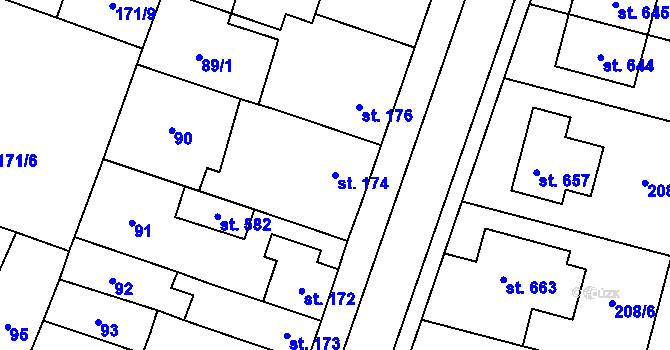 Parcela st. 174 v KÚ Domamyslice, Katastrální mapa