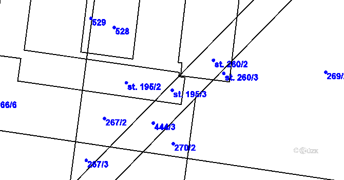 Parcela st. 195/3 v KÚ Domamyslice, Katastrální mapa
